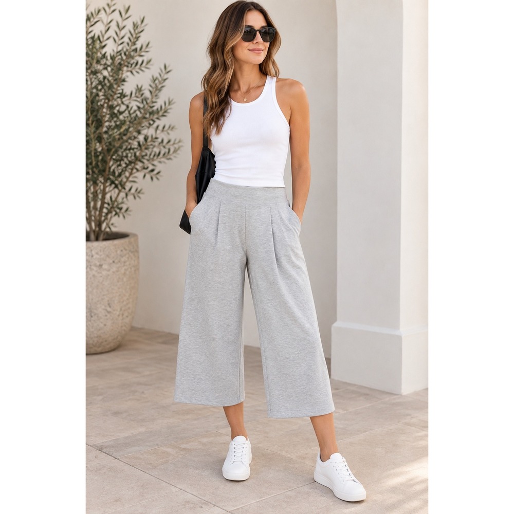 Lululemon Can You Feel The Pleat Crop Pants Size 6 Gray Wide Leg Culottes